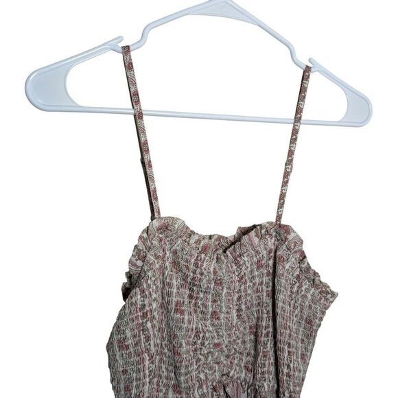 Fun & Flirt Tank Top Women's Large Boho Ruffle Sleeveless Smocked Boho Shirt - Picture 2 of 8